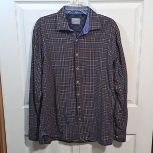 Enzone long sleeve button-down plaid cotton flannel shirt - large